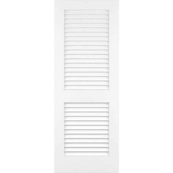 White Plantation Louver Panel Solid Core Wood Interior Door Slab