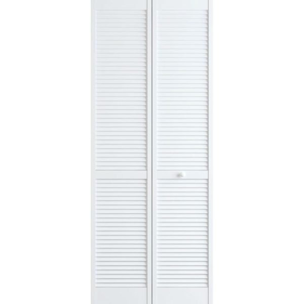 Louver Pine White Interior Closet Bi-fold Door
